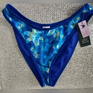 Wild Fable Floral Low Rise Extra Cheeky High Leg Bikini Bottom Medium Blue NWT